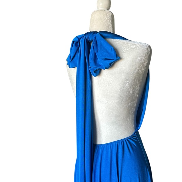 Cameo Royal Blue Backless Halter Midi Dress with Long Tie - Small - Picture 6 of 7